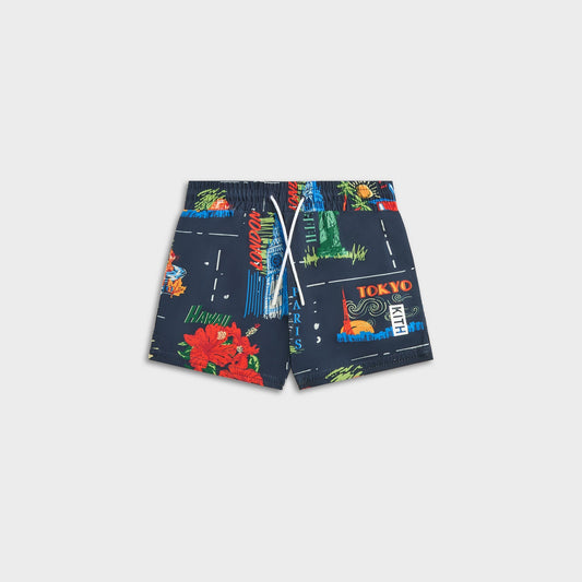 Kids Kith Kith Baby Souvenir Stamp Kai Swim Trunk - Nocturnal
