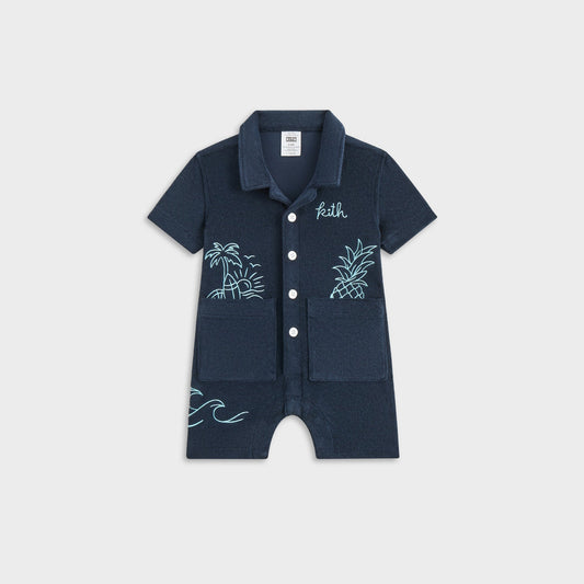 Kids Kith Kith Baby Novelty Terry Belmont Coverall - Nocturnal