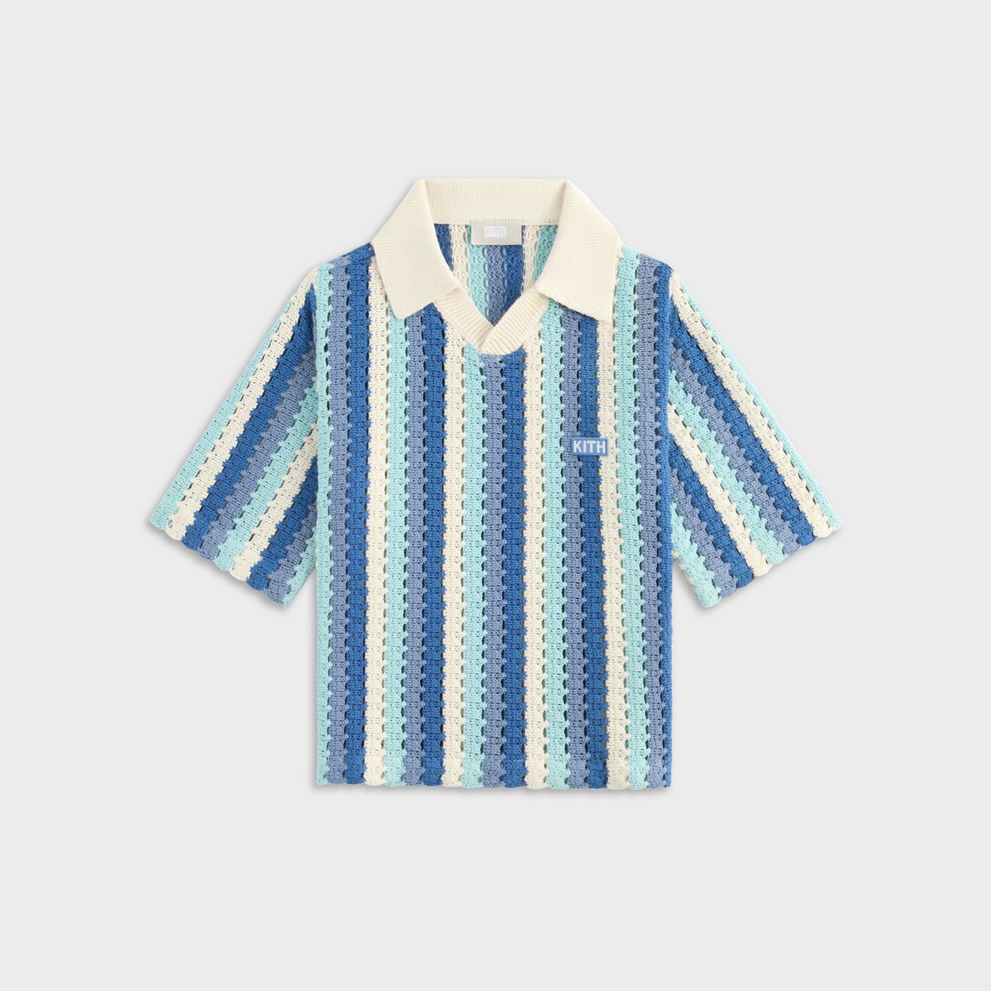 Kids Kith Kith Kids Open Knit Pullover Polo - Blue Skies