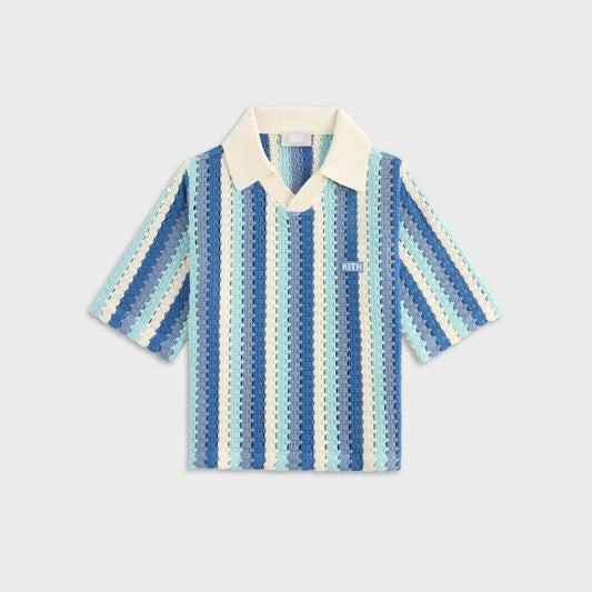Kids Kith Kith Kids Open Knit Pullover Polo - Blue Skies