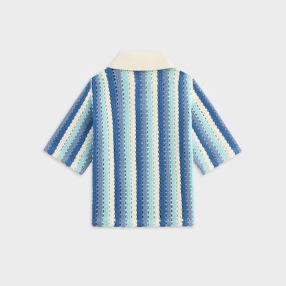 Kids Kith Kith Kids Open Knit Pullover Polo - Blue Skies