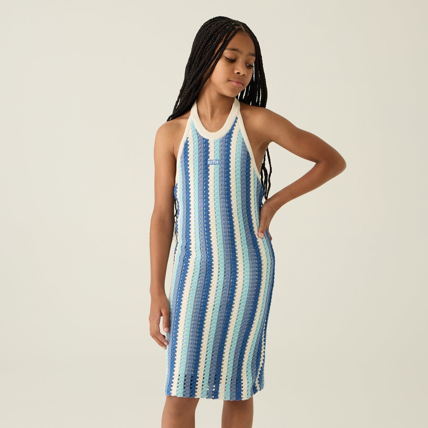 Kids Kith Kith Kids Open Knit Rivera Dress - Blue Skies