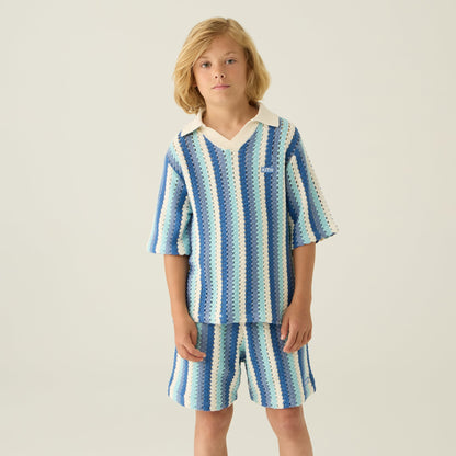 Kids Kith Kith Kids Open Knit Camp Short - Blue Skies