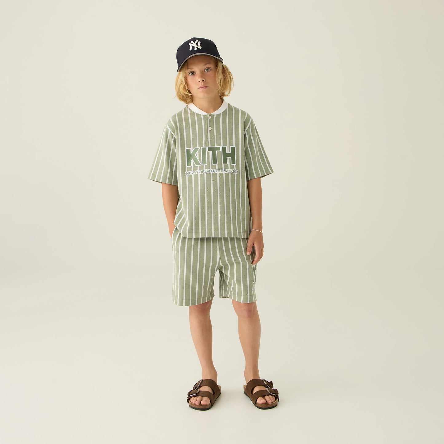 Kids Kith Kith Kids Birdseye Pearson Henley Pullover - Spear