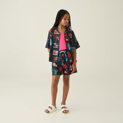 Kids Kith Kith Kids Souvenir Stamp Kai Swim Trunk - Nocturnal
