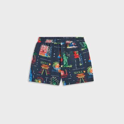 Kids Kith Kith Kids Souvenir Stamp Kai Swim Trunk - Nocturnal