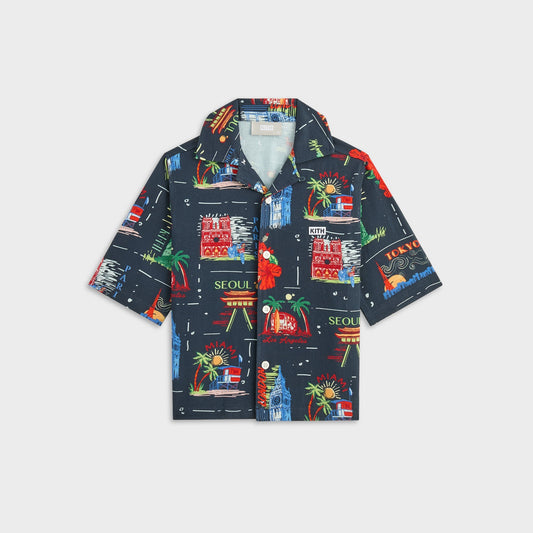 Kids Kith Kith Kids Souvenir Stamp Thompson Camp Shirt - Nocturnal
