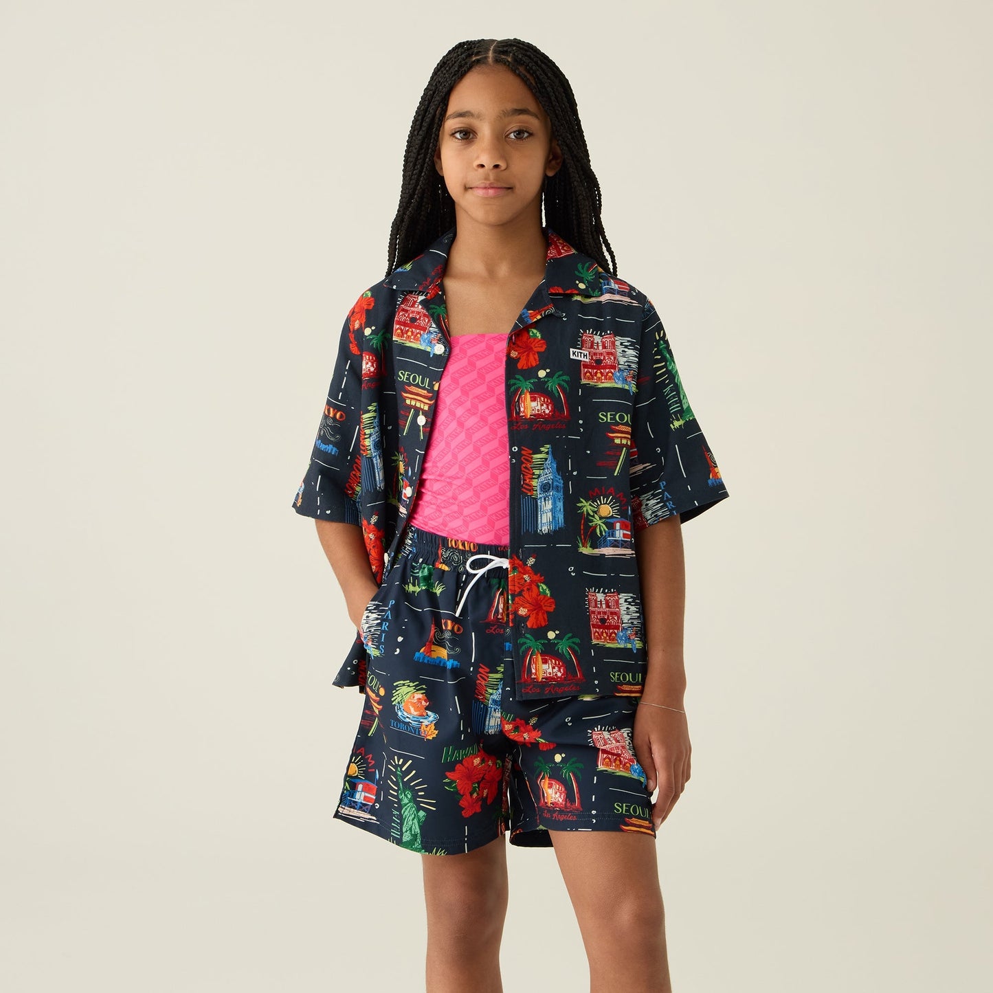 Kids Kith Kith Kids Souvenir Stamp Thompson Camp Shirt - Nocturnal