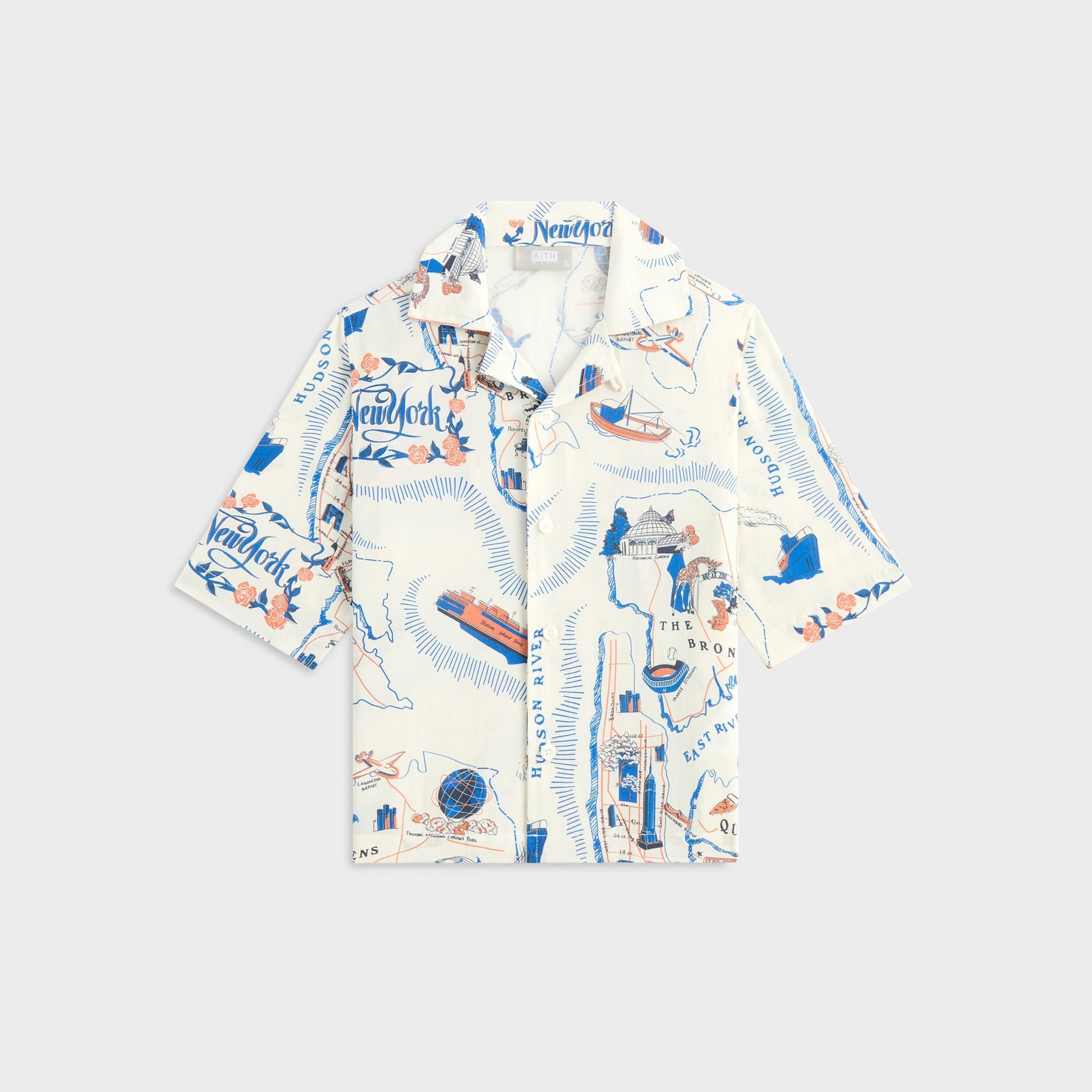 Kids Kith Kith Kids New York Thompson Camp Shirt - Sandrift