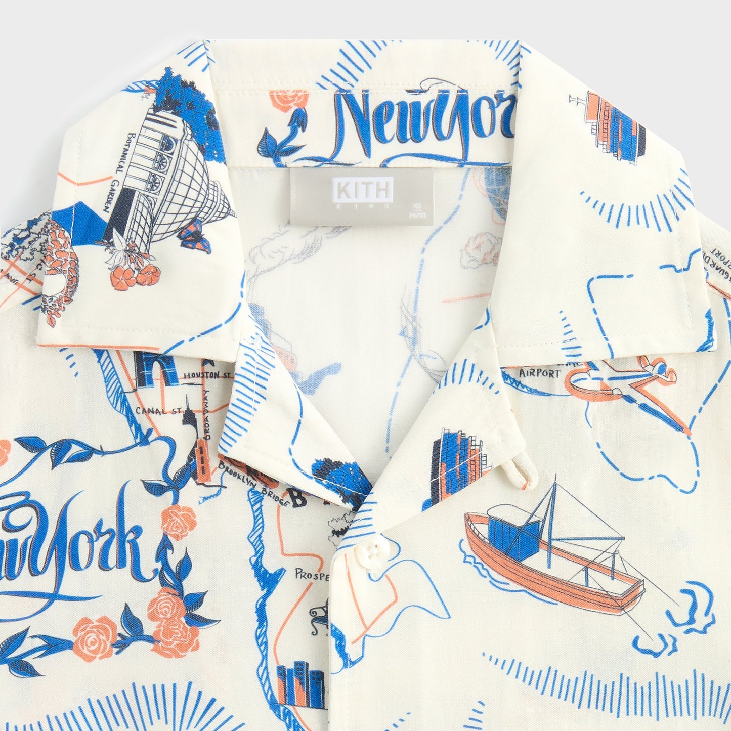 Kids Kith Kith Kids New York Thompson Camp Shirt - Sandrift