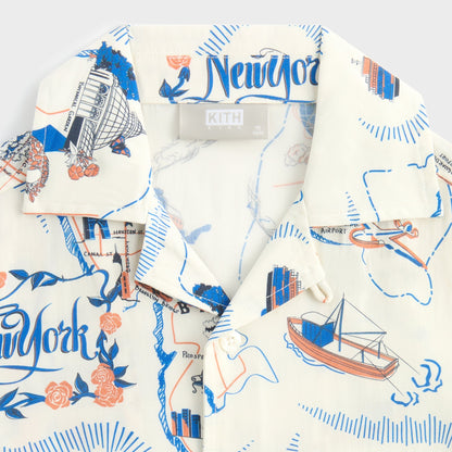 Kids Kith Kith Kids New York Thompson Camp Shirt - Sandrift