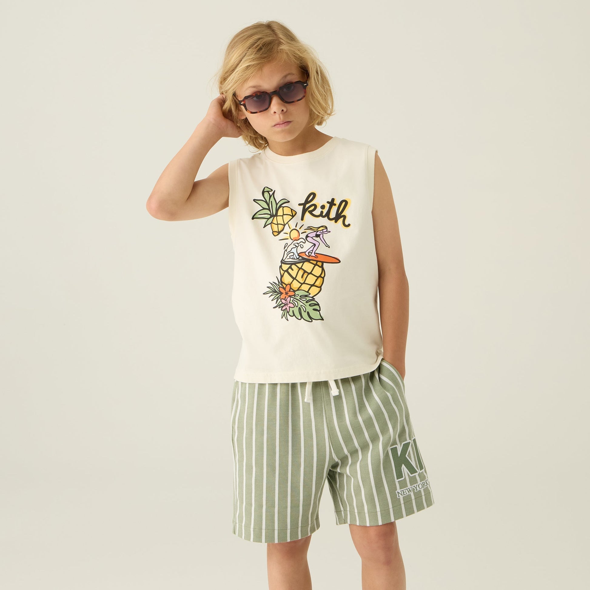 Kids Kith Kith Kids Pineapple Surfer Muscle Tank - Silk
