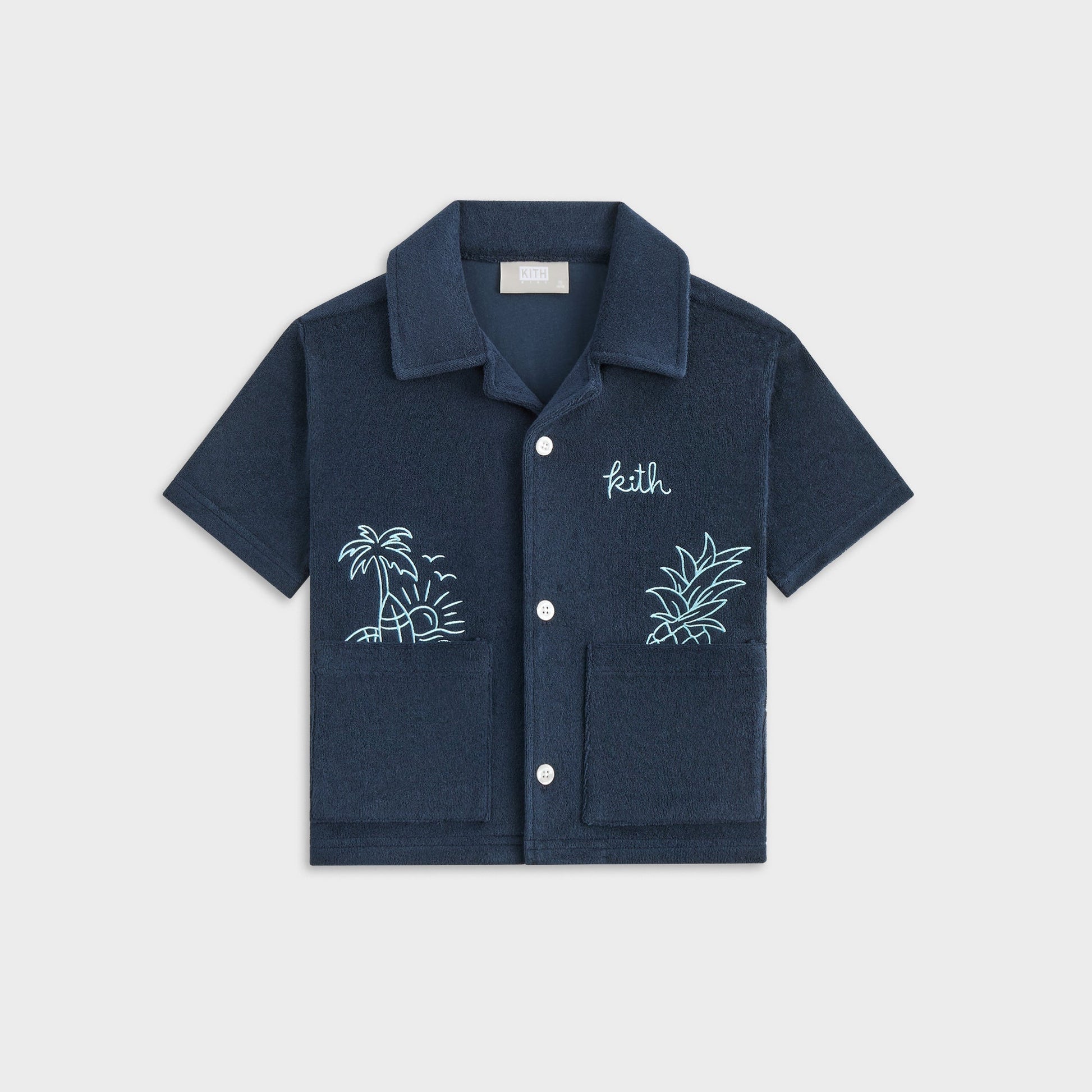 Kids Kith Kith Kids Novelty Terry Camp Shirt - Nocturnal