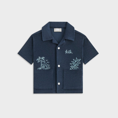 Kids Kith Kith Kids Novelty Terry Camp Shirt - Nocturnal