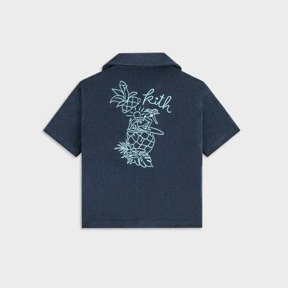 Kids Kith Kith Kids Novelty Terry Camp Shirt - Nocturnal