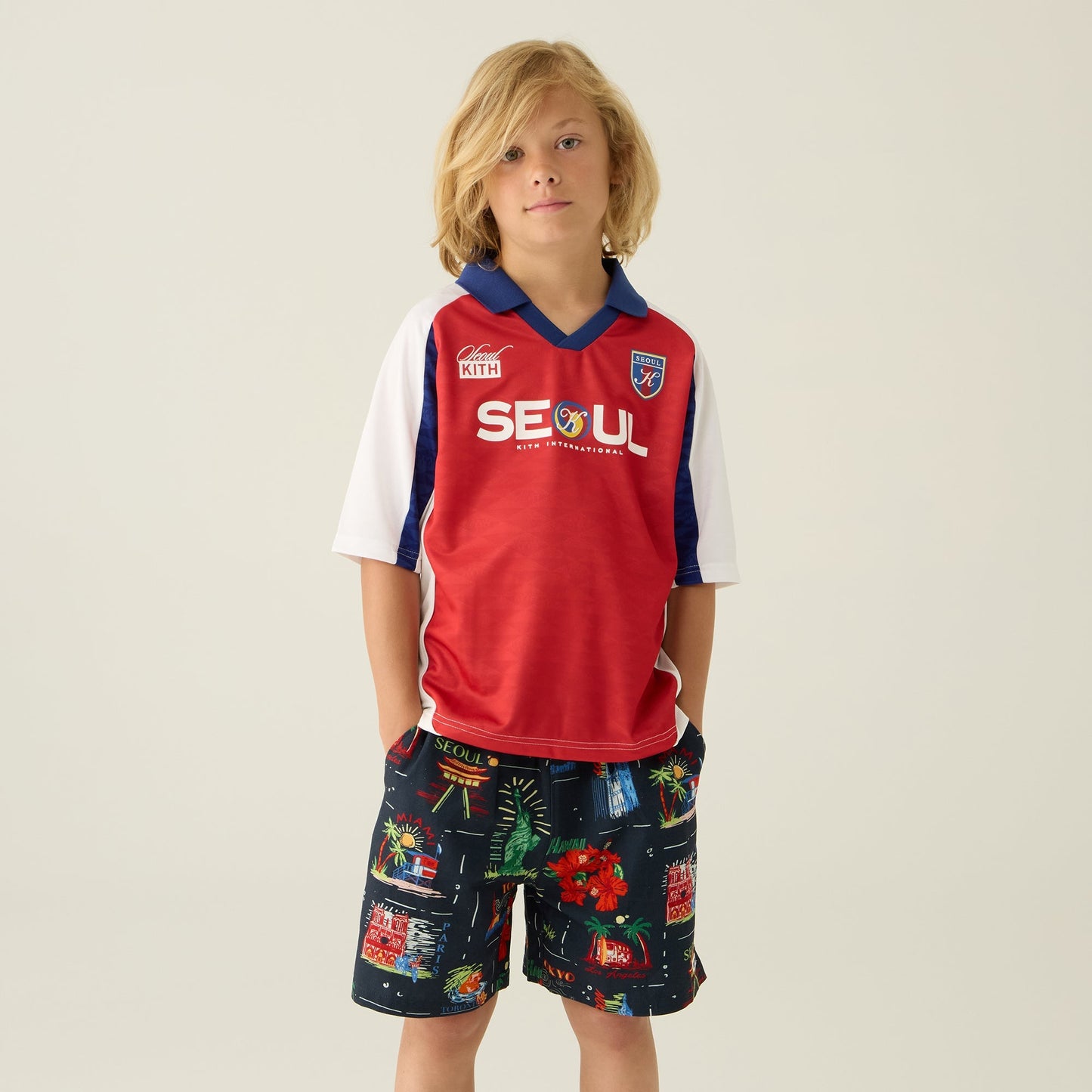 Kids Kith Kith Kids Seoul Soccer Top - Cherry Bomb