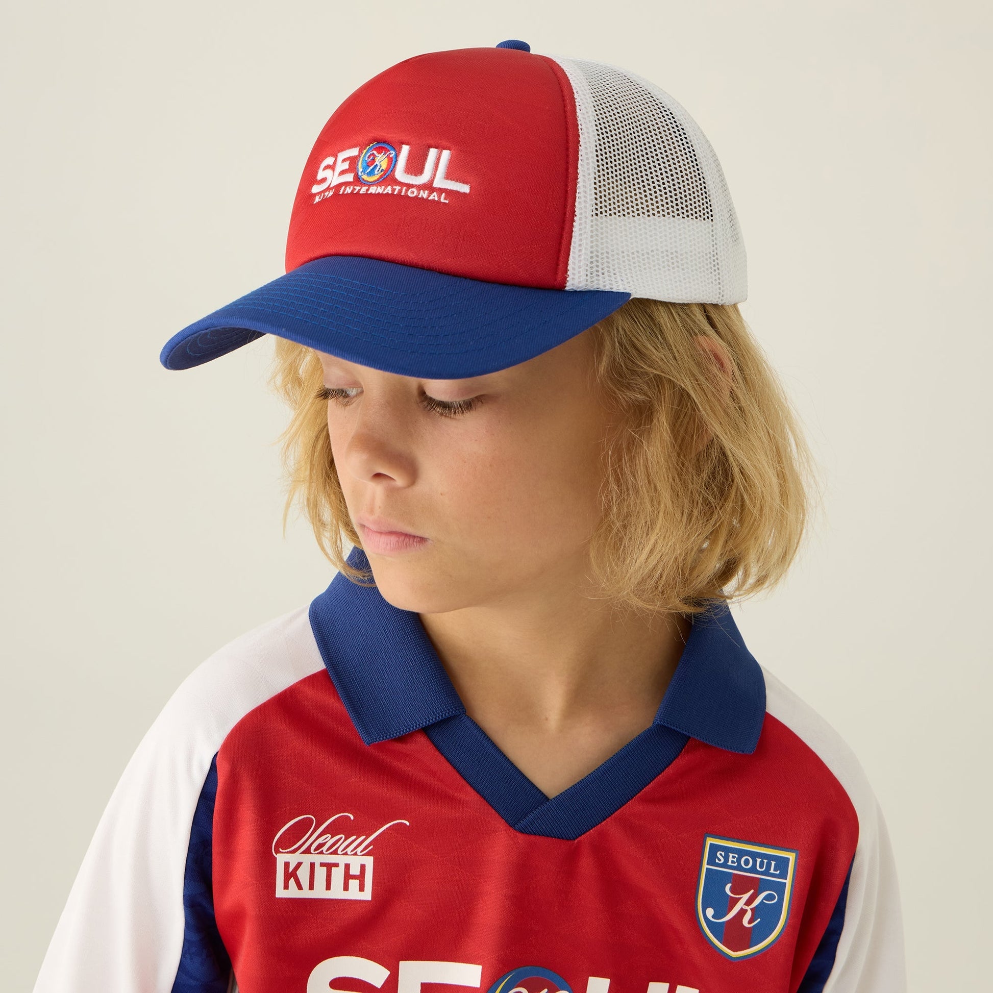Kids Kith Kith Kids Seoul Regional Trucker Hat - Cherry Bomb