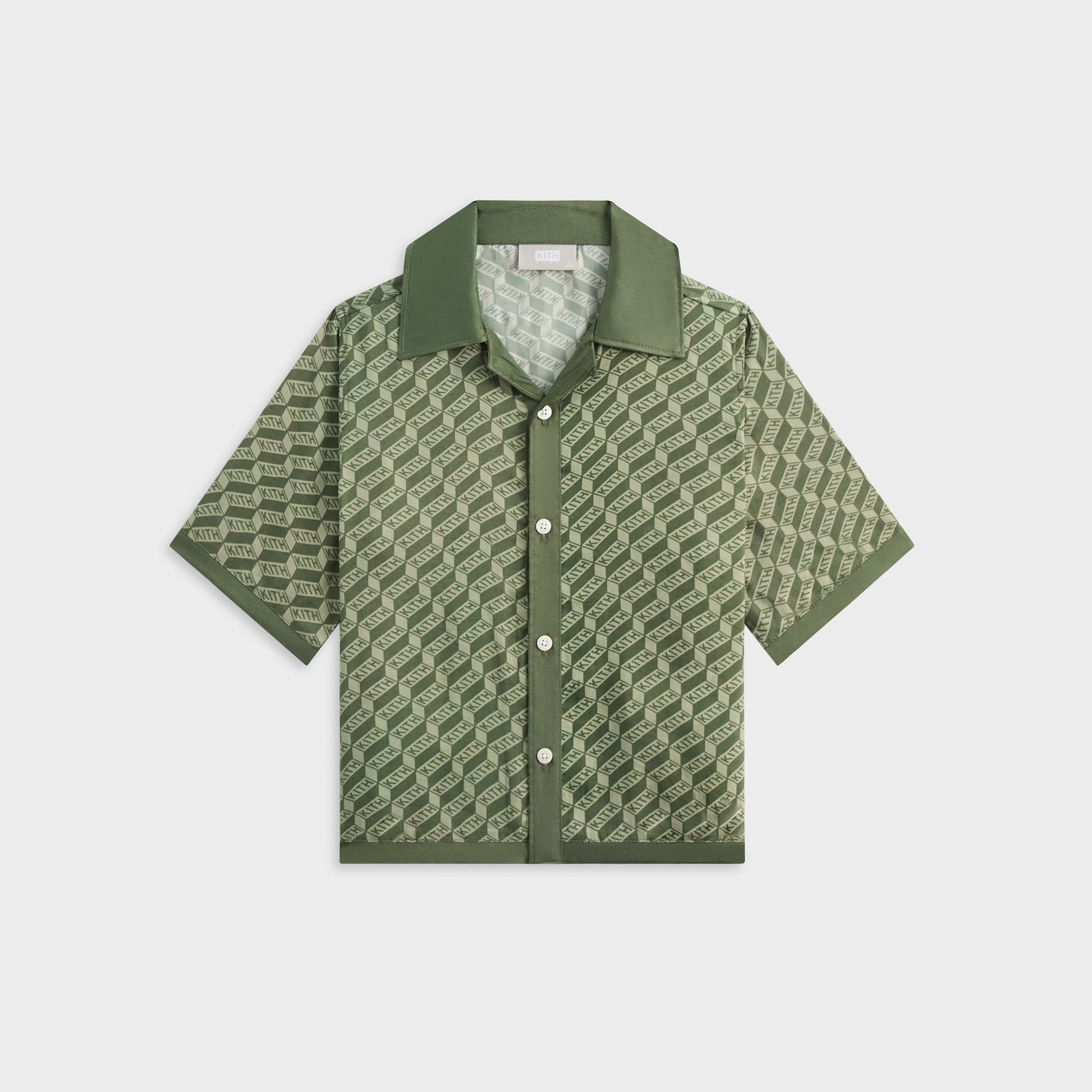 Kids Kith Kith Kids Monogram Thompson Camp Shirt - Spear