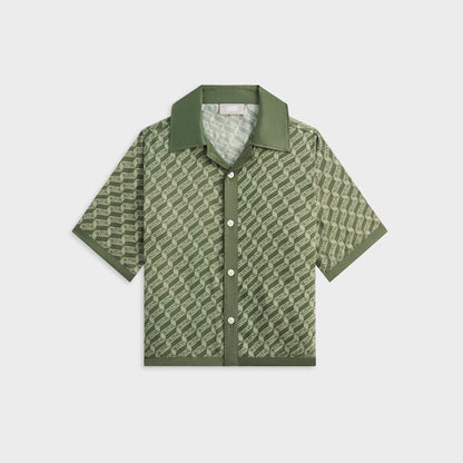 Kids Kith Kith Kids Monogram Thompson Camp Shirt - Spear