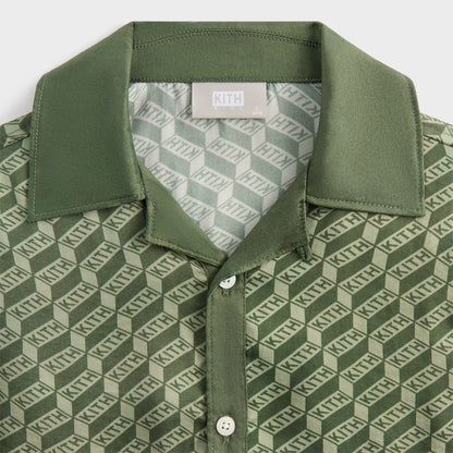 Kids Kith Kith Kids Monogram Thompson Camp Shirt - Spear