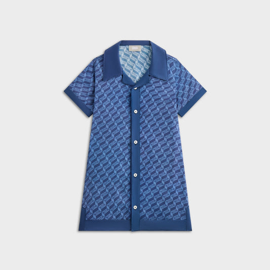 Kids Kith Kith Kids Monogram Camp Shirt Dress - Atlantic