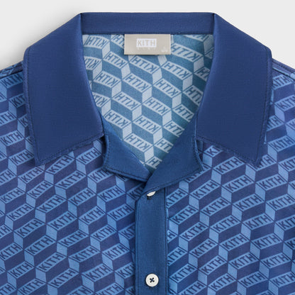 Kids Kith Kith Kids Monogram Camp Shirt Dress - Atlantic