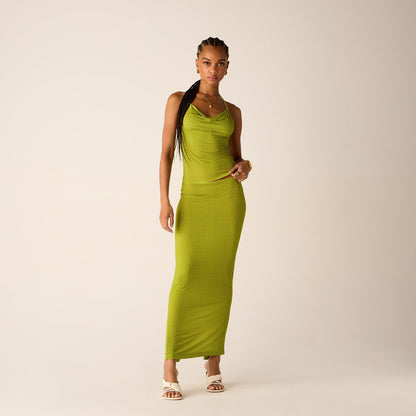 Women Kith Kith Women Mila Micro Monogram Maxi Skirt - Pistachio
