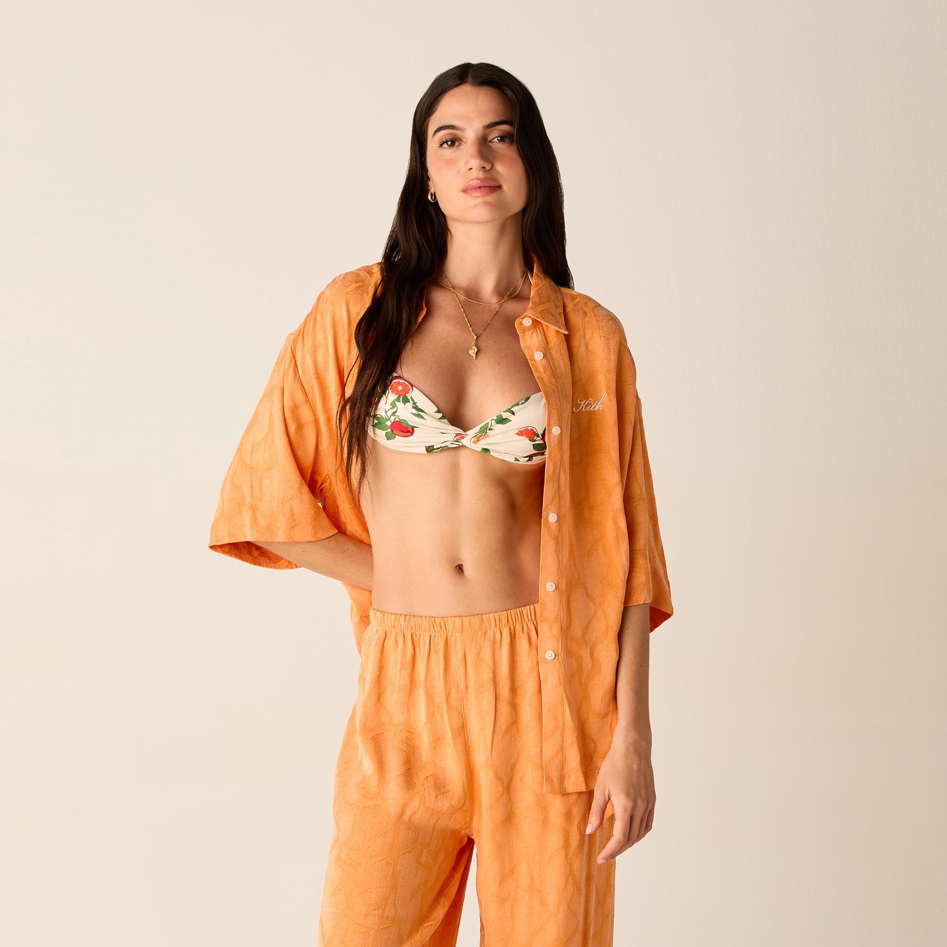 Women Kith Kith Women Mari Wavy Jacquard Shirt - Midsummer