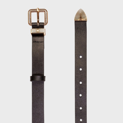 Women Kith Black Suede Studio Una Belt - Black Leather