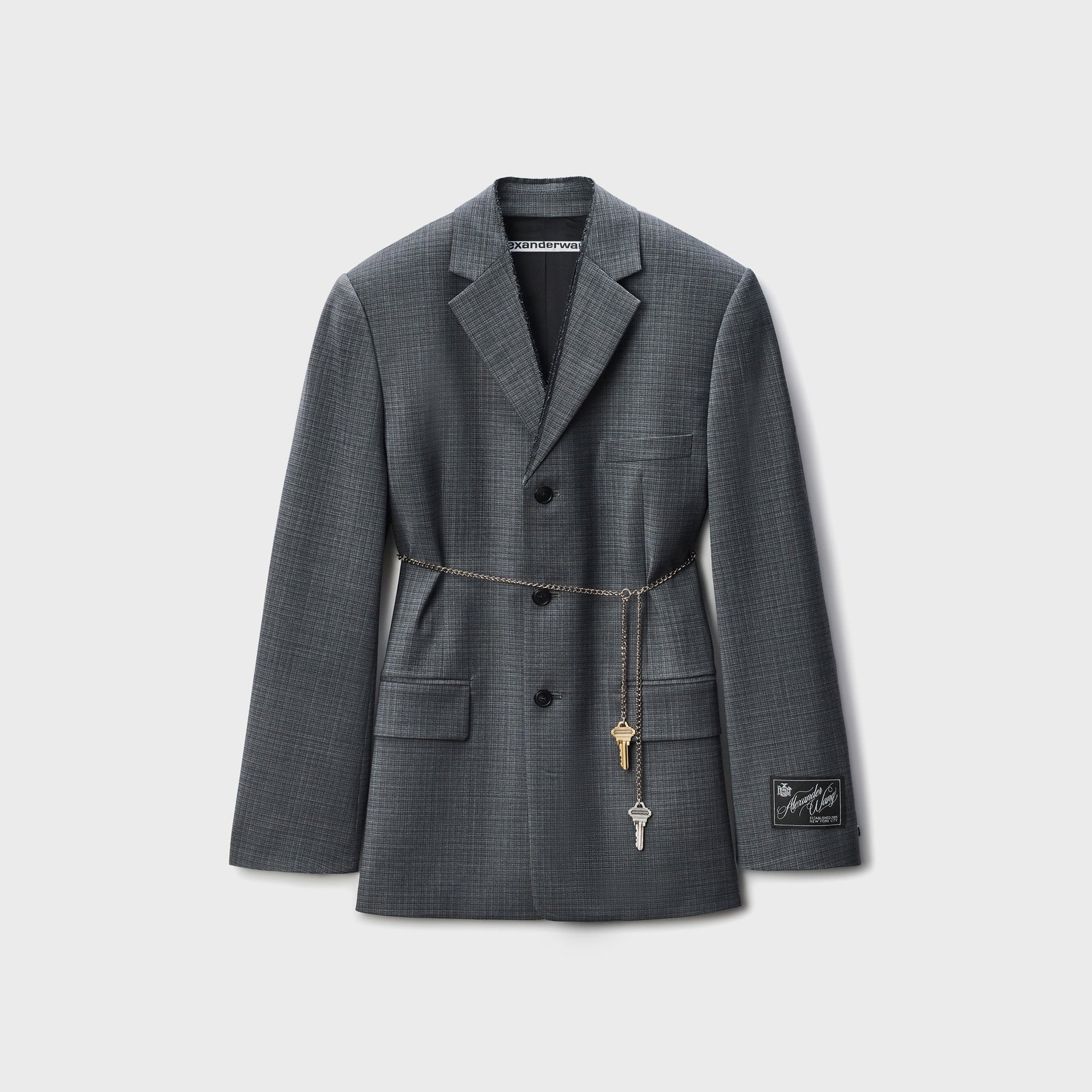 Women Kith Alexander Wang Tailored Blazer with Chain - Dark Grey Melange