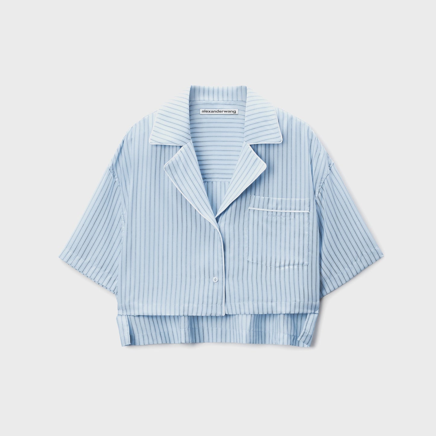 Women Kith T by Alexander Wang Cropped Shirt - Oxford Blue Multi