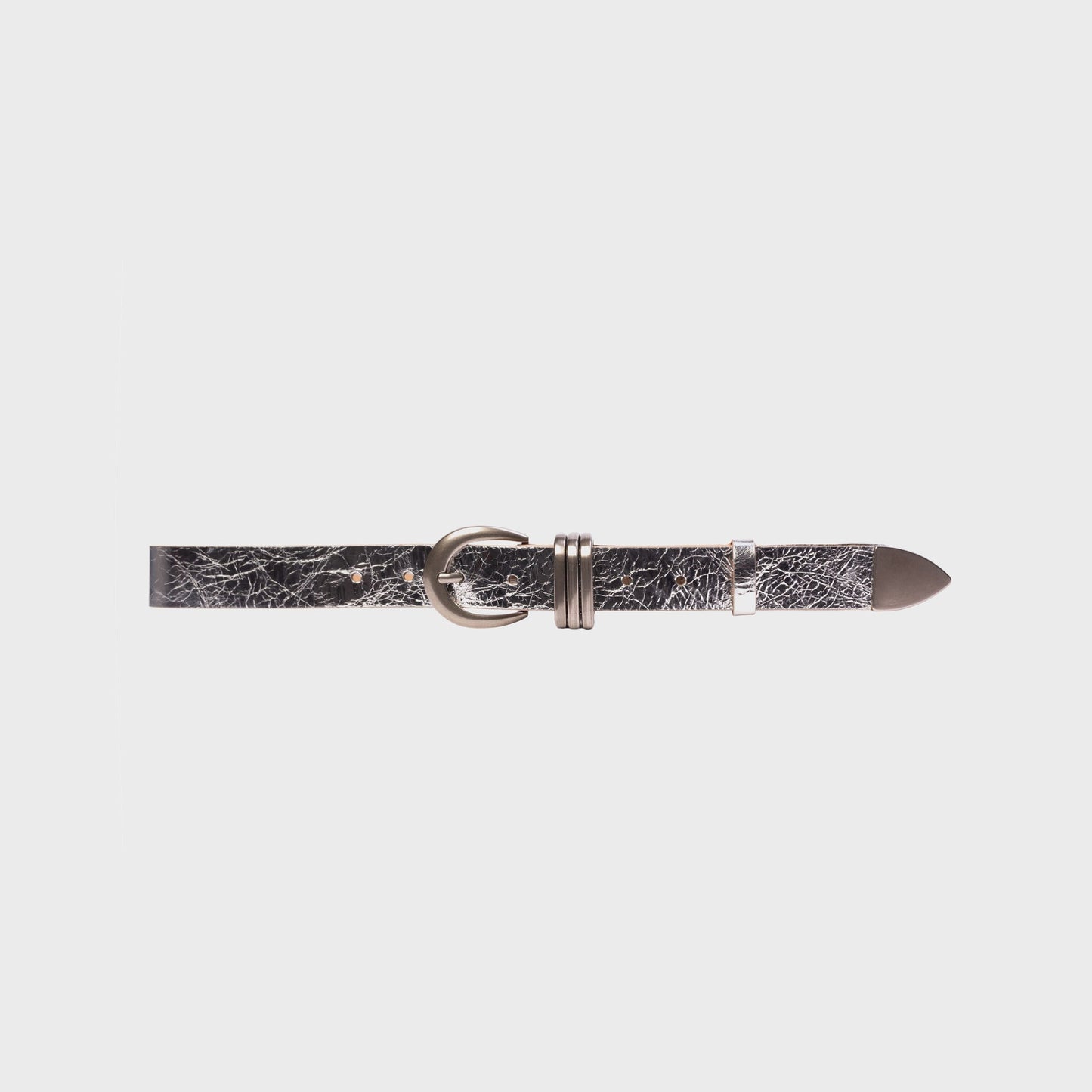 Women Kith Black Suede Studio Ring Belt - Silver Crinkled Leather