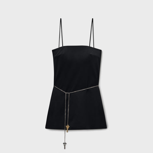 Women Kith Alexander Wang Mini Dress with Built-in Shorts and Waist Chain - Black