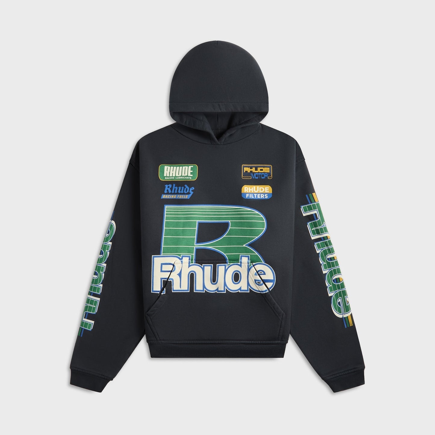 Men Kith Rhude Roadway Racing Hoodie - Vintage Black