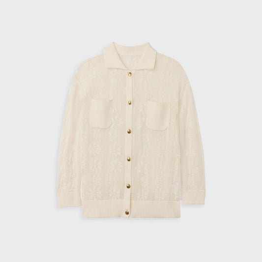 Women Kith Asta Resort Delilah Crochet Shirt - Salt
