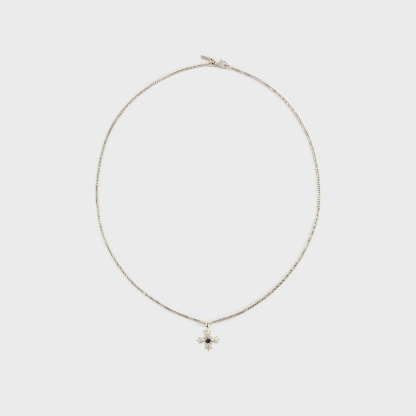 Men Kith Emanuele Bicocchi Crest+Black Crystal Necklace - Silver