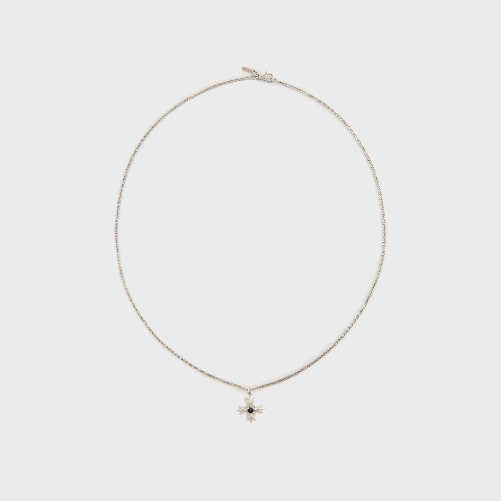 Men Kith Emanuele Bicocchi Crest+Black Crystal Necklace - Silver