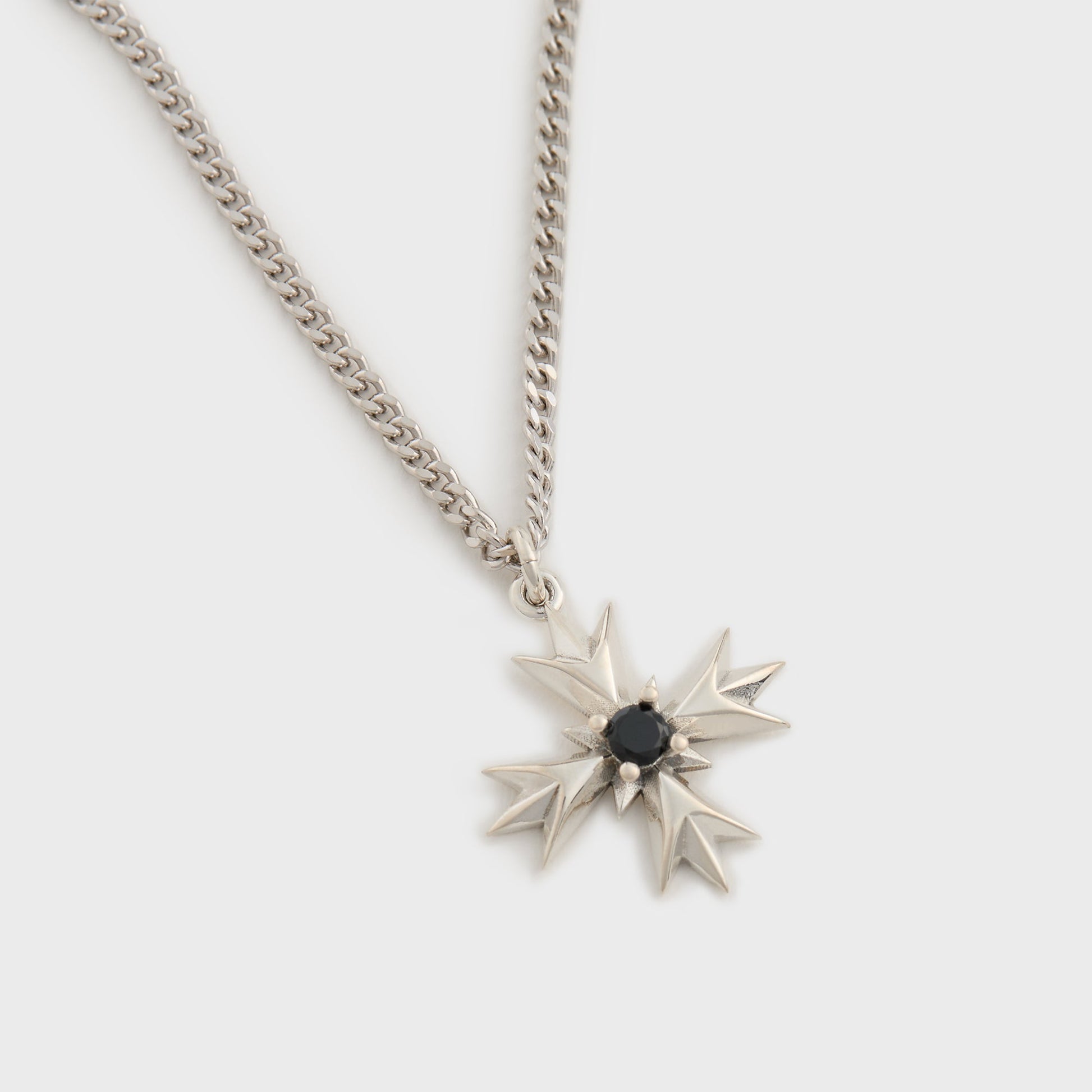 Men Kith Emanuele Bicocchi Crest+Black Crystal Necklace - Silver