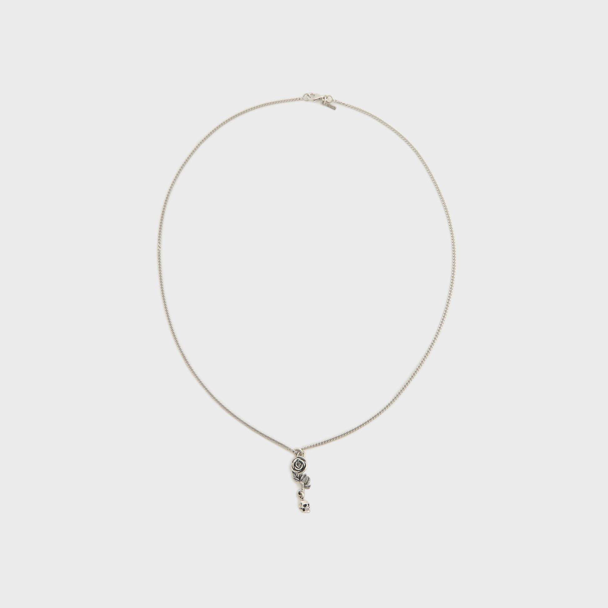 Men Kith Emanuele Bicocchi Rose And Skull Pendant Necklace - Silver