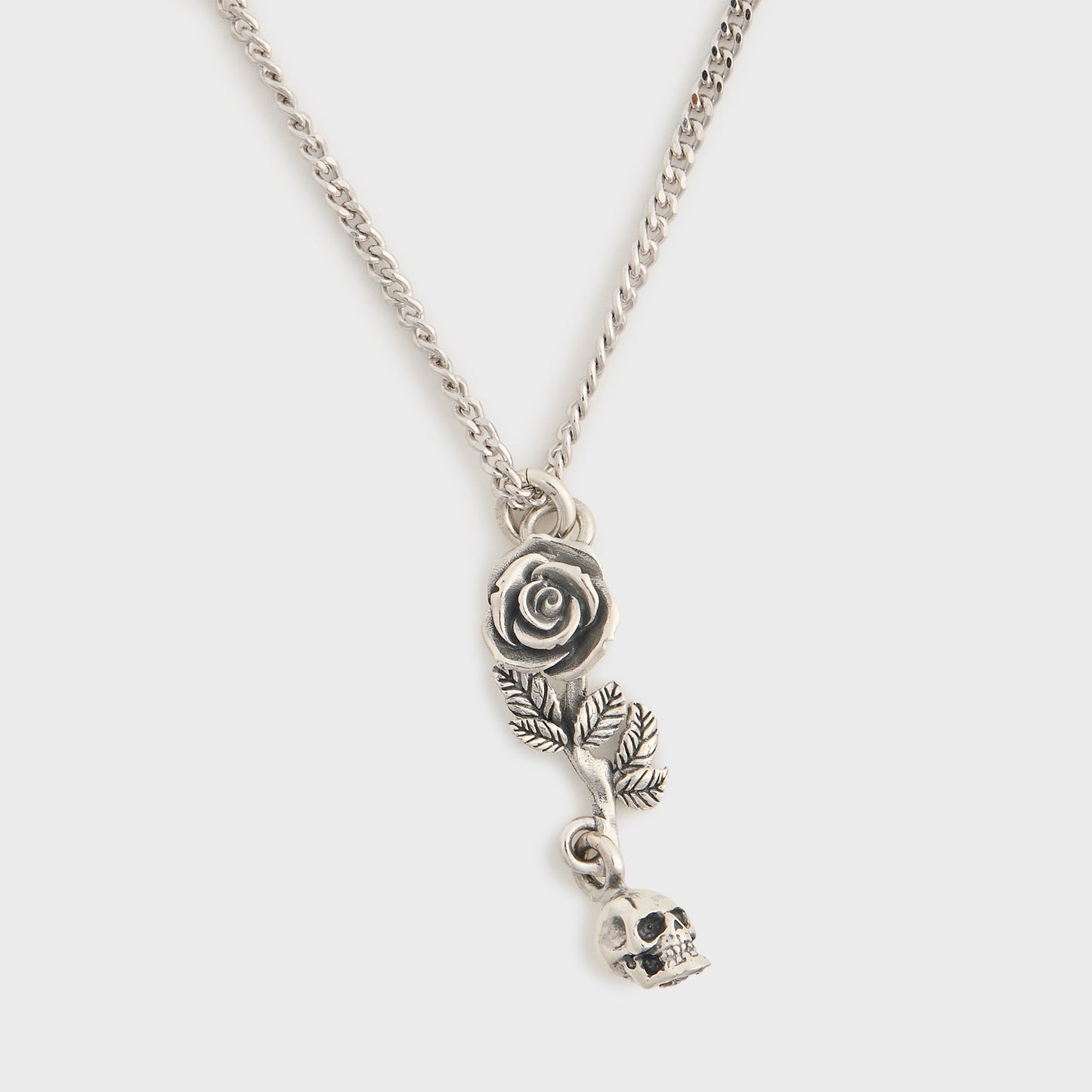 Men Kith Emanuele Bicocchi Rose And Skull Pendant Necklace - Silver