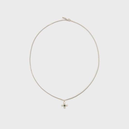 Men Kith Emanuele Bicocchi Crest+Green Crystal Necklace - Gold