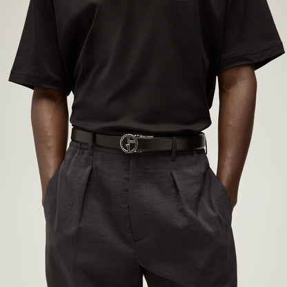 Men Kith Giorgio Armani & Kith Reversible Leather Belt - Black