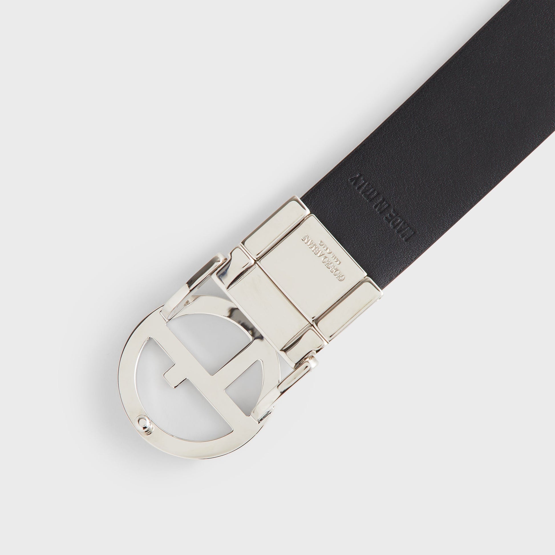 Men Kith Giorgio Armani & Kith Reversible Leather Belt - Black