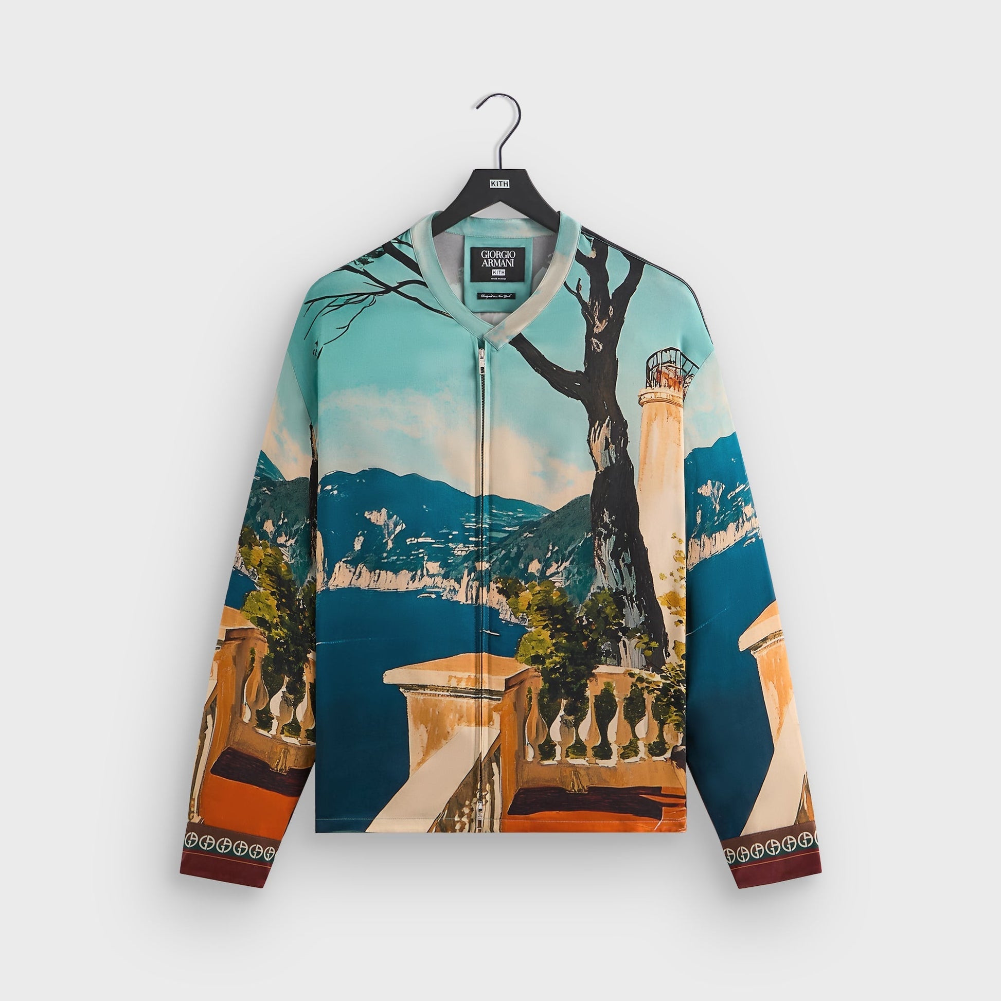Men Kith Giorgio Armani & Kith Capri Long Sleeve Zip-Up Shirt - Multi