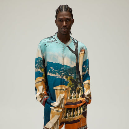 Men Kith Giorgio Armani & Kith Capri Long Sleeve Zip-Up Shirt - Multi