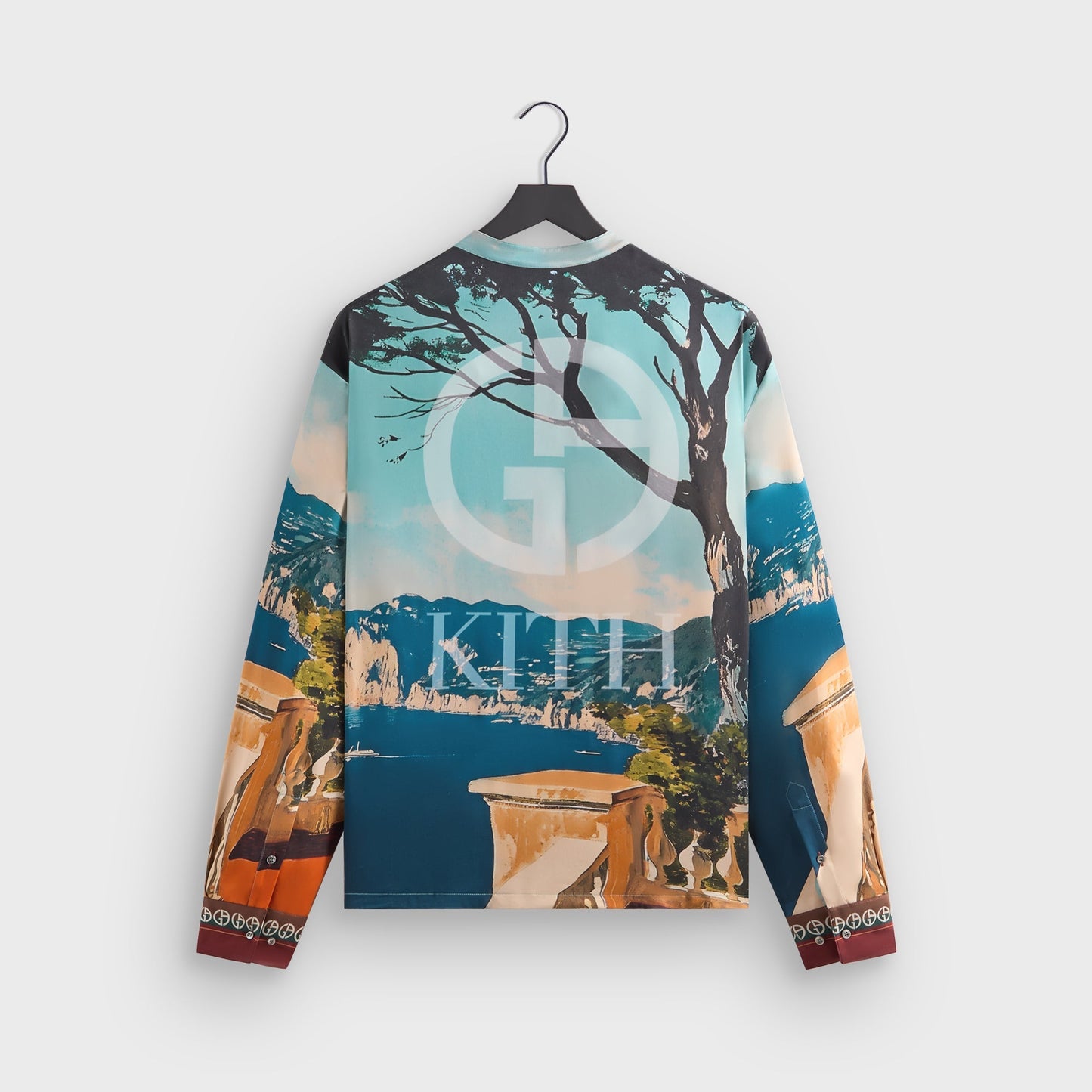 Men Kith Giorgio Armani & Kith Capri Long Sleeve Zip-Up Shirt - Multi