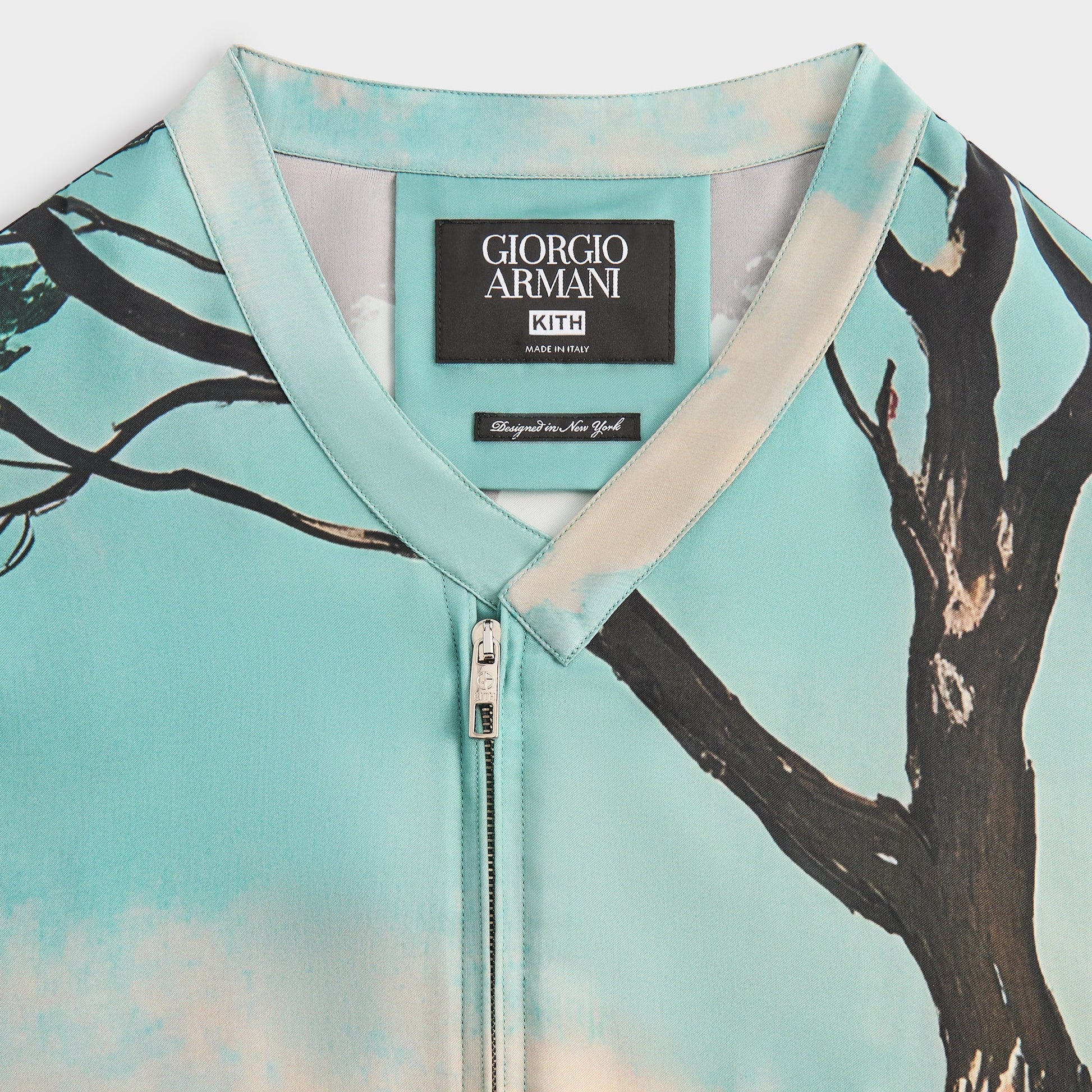 Men Kith Giorgio Armani & Kith Capri Long Sleeve Zip-Up Shirt - Multi