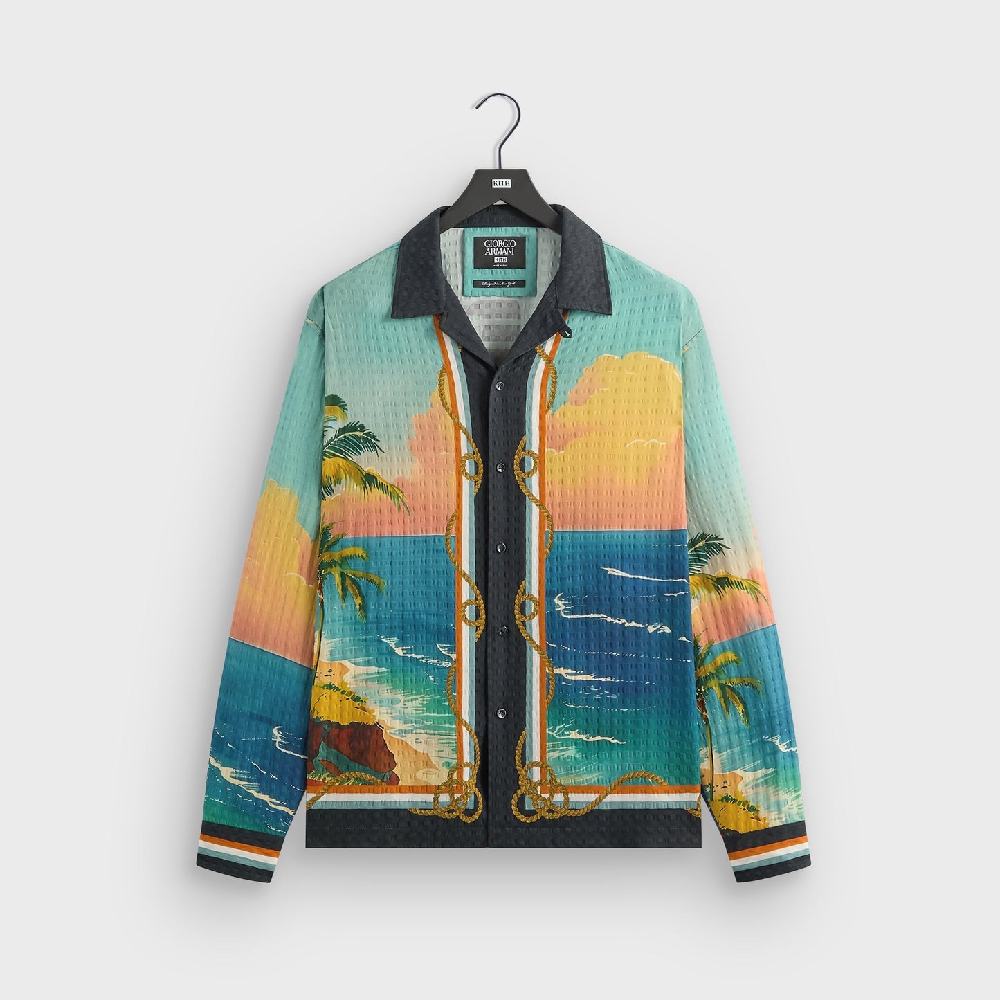 Men Kith Giorgio Armani & Kith Ornamental Print Long Sleeve Thompson Camp Colla