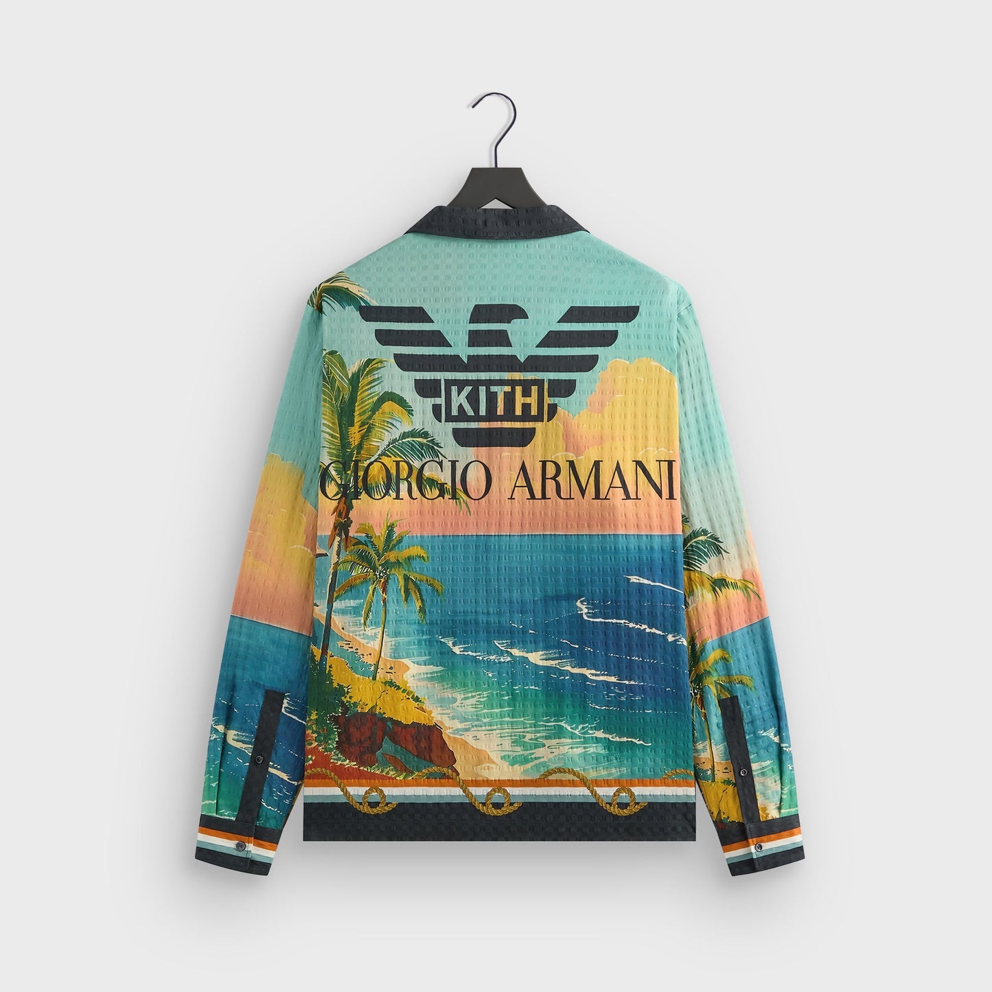 Men Kith Giorgio Armani & Kith Ornamental Print Long Sleeve Thompson Camp Colla