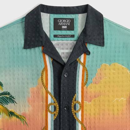 Men Kith Giorgio Armani & Kith Ornamental Print Long Sleeve Thompson Camp Colla